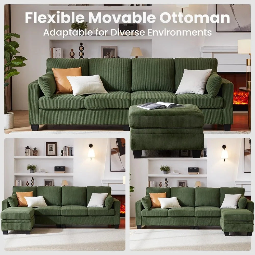 Corduroy Modular Sectional Sofa Ottoman Chaise L Shaped