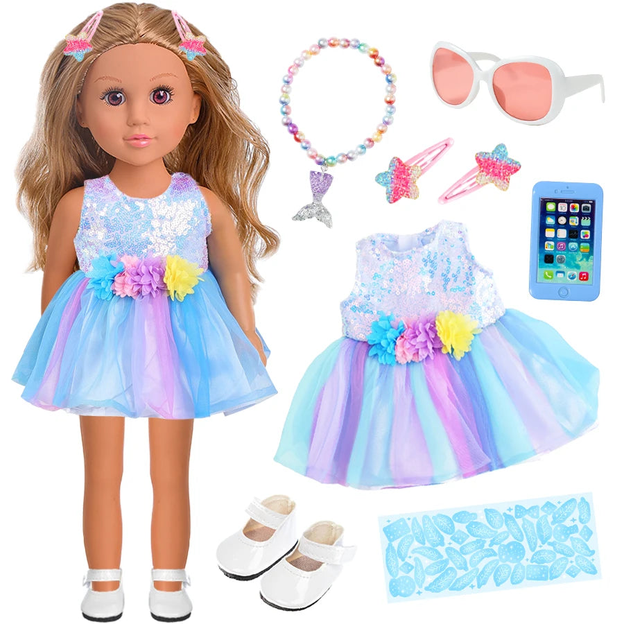 18 Inch Realistic Silicone Vinyl Reborn Girls Doll Dress Set