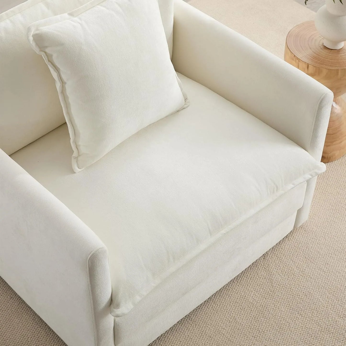 Chenille Oversized Reading Chair With Ottoman 39 Inch Width For Living Room