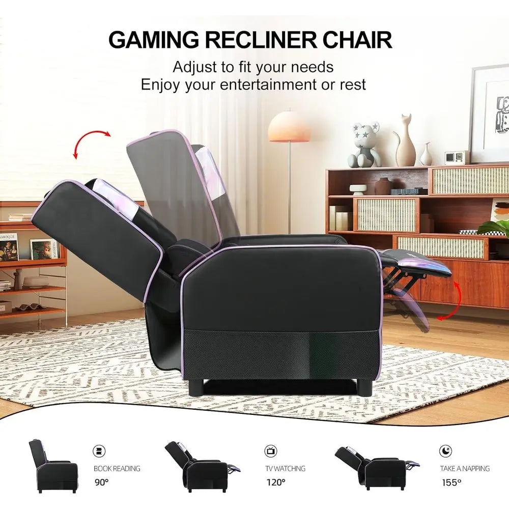 Gaming Recliner Chair PU Leather Racing Style Ergonomic Living Room For Adults