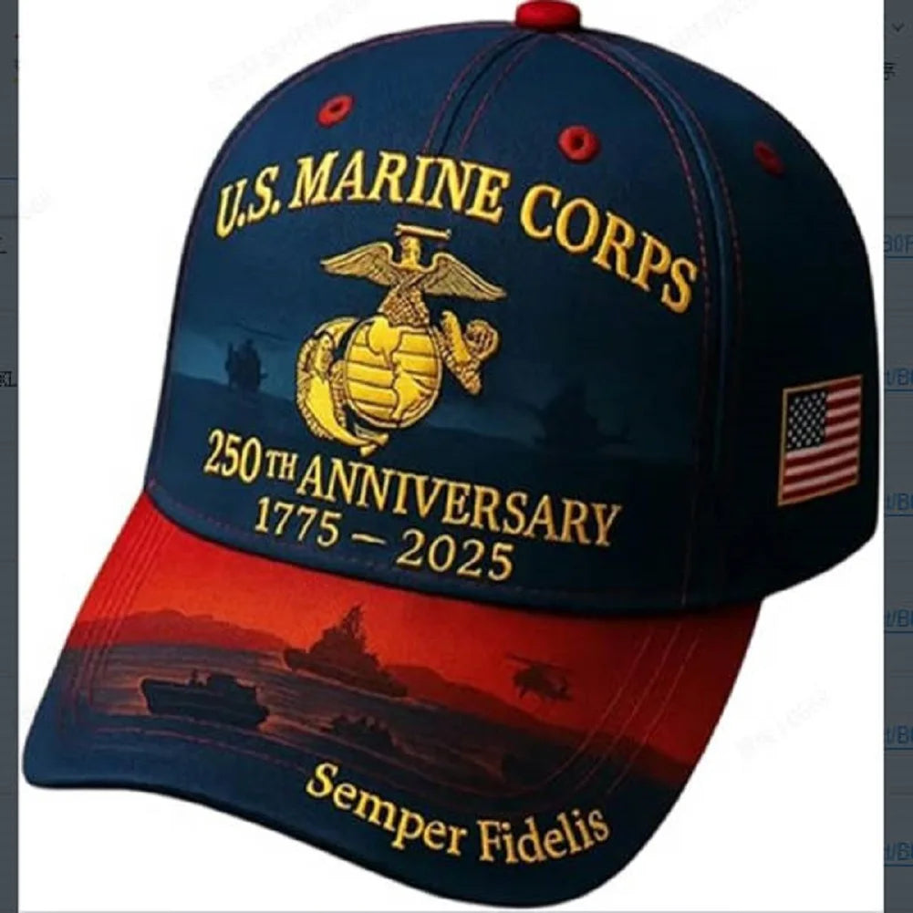 Unisex Baseball Cap Cartoon Embroidery Alligator Alcatraz Marine Corps 250th