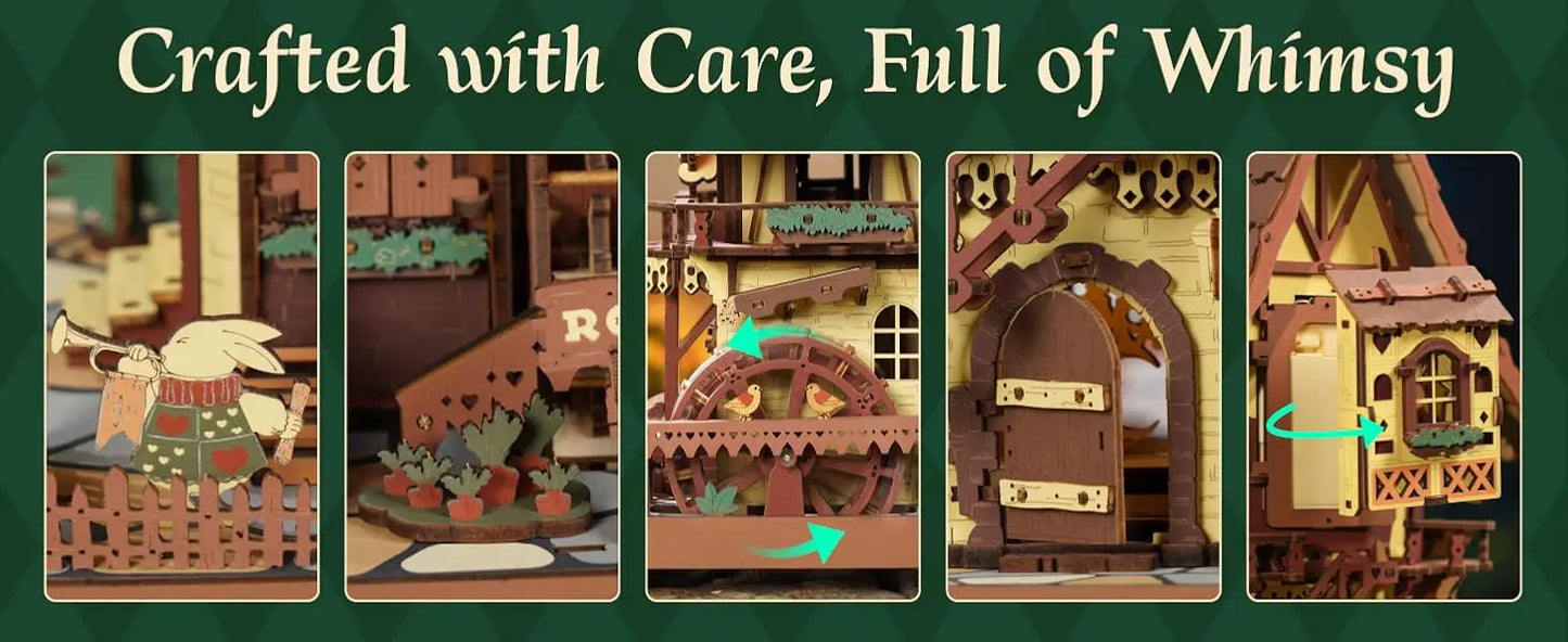 Robotime Rokr 3D Wooden Puzzle Cuckoo Clock Kit Black Forest Style Working Bird