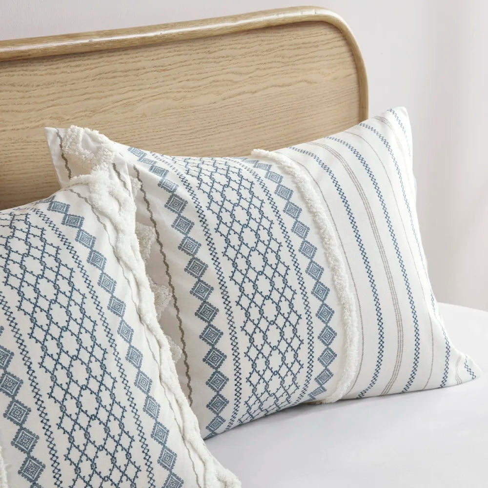 Full Queen Cotton Printed Duvet Cover Set With Chenille