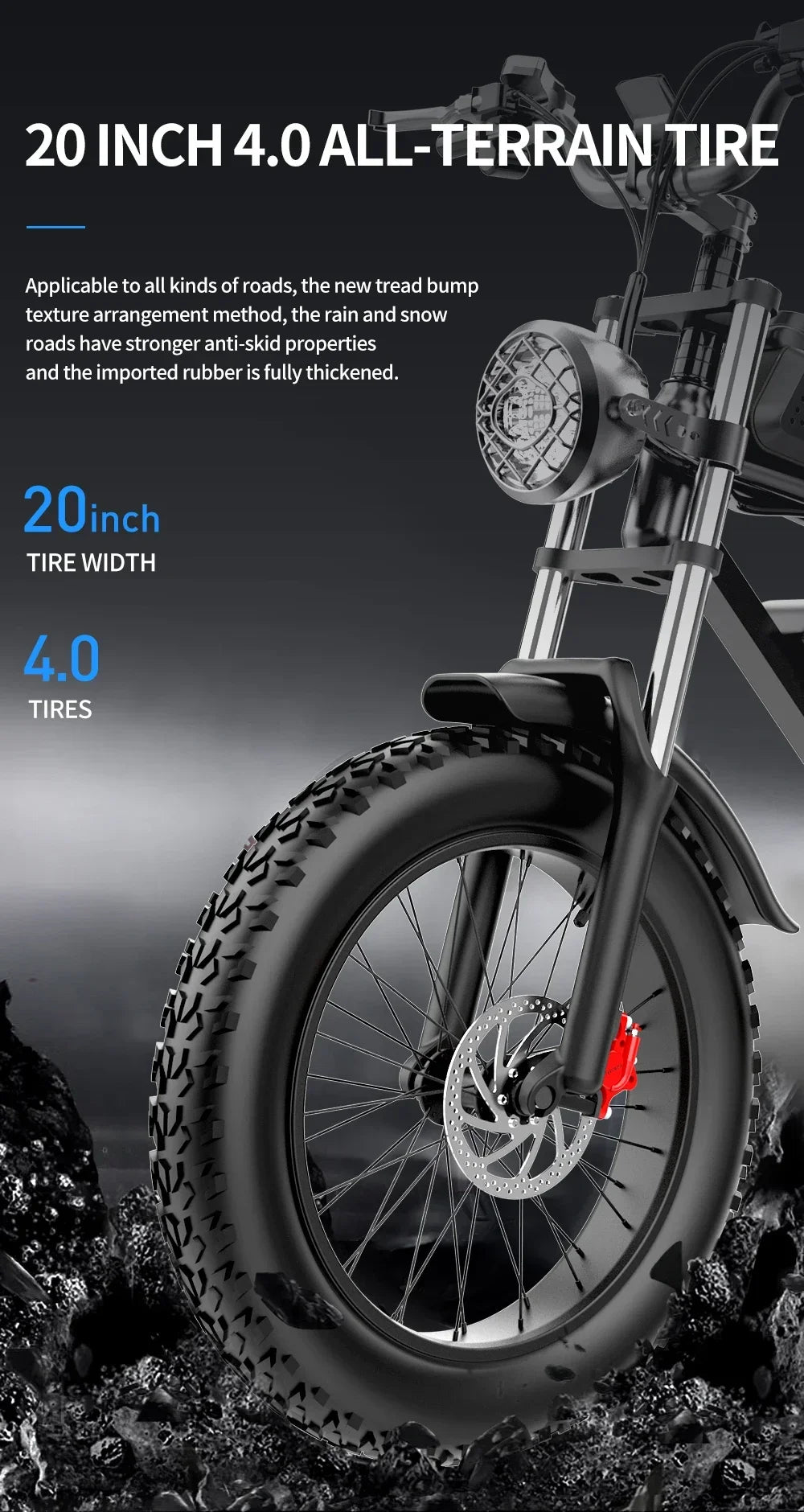 RidstarQ20 2000W Dual Motor Mountain E Bike 52V 40Ah