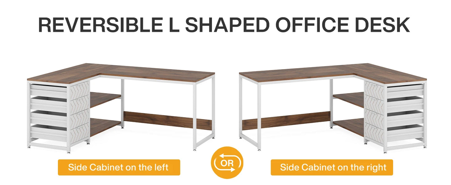 Tribesigns L Shaped Computer Desk With Storage Drawers