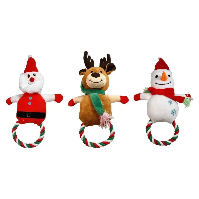 Pet Christmas Plush Dog Toys Santa Claus Snowman Interactive