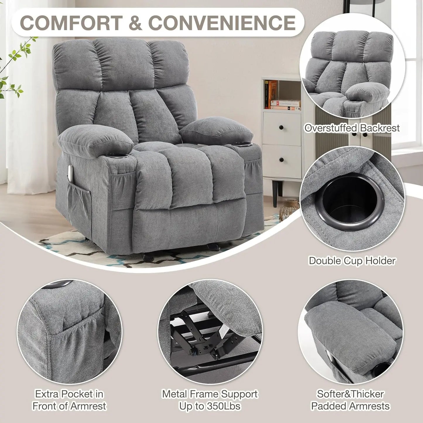 Ergonomic Massage Rocker Recliner With Heat And Vibration