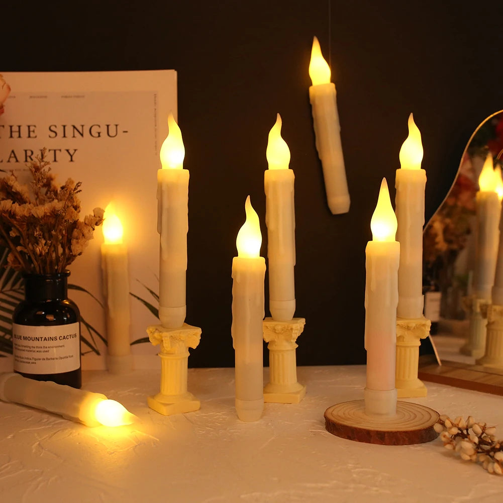 Floating LED Candles With Wand Remote Flameless Decor