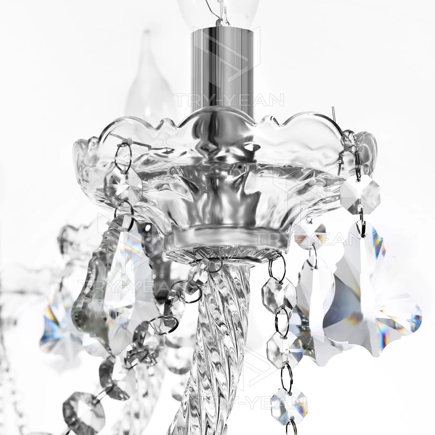 15 Arms Crystal Chandelier Pendant Lighting E14 Modern K9 Glass Fixture for Bedroom Living Room Corridor Hall