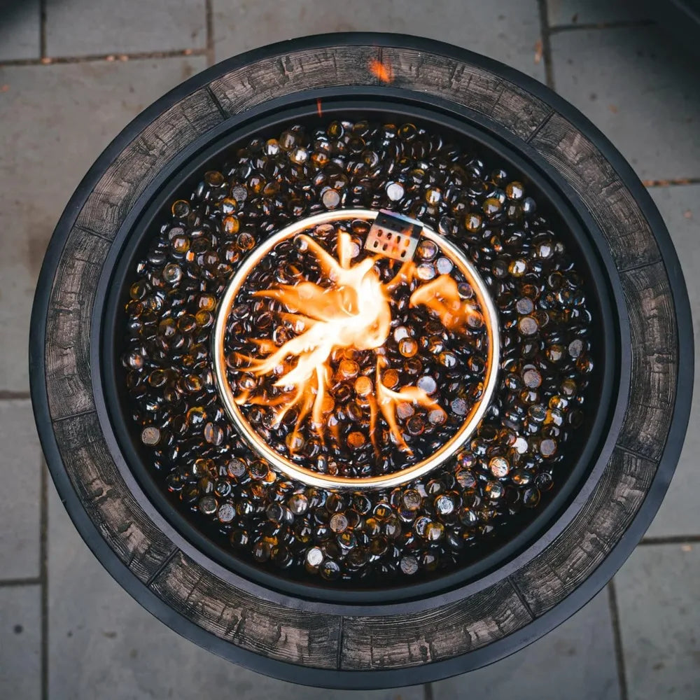 Outdoor 27 Inch Wine Barrel Gas Fire Pit With Glass FP0121P