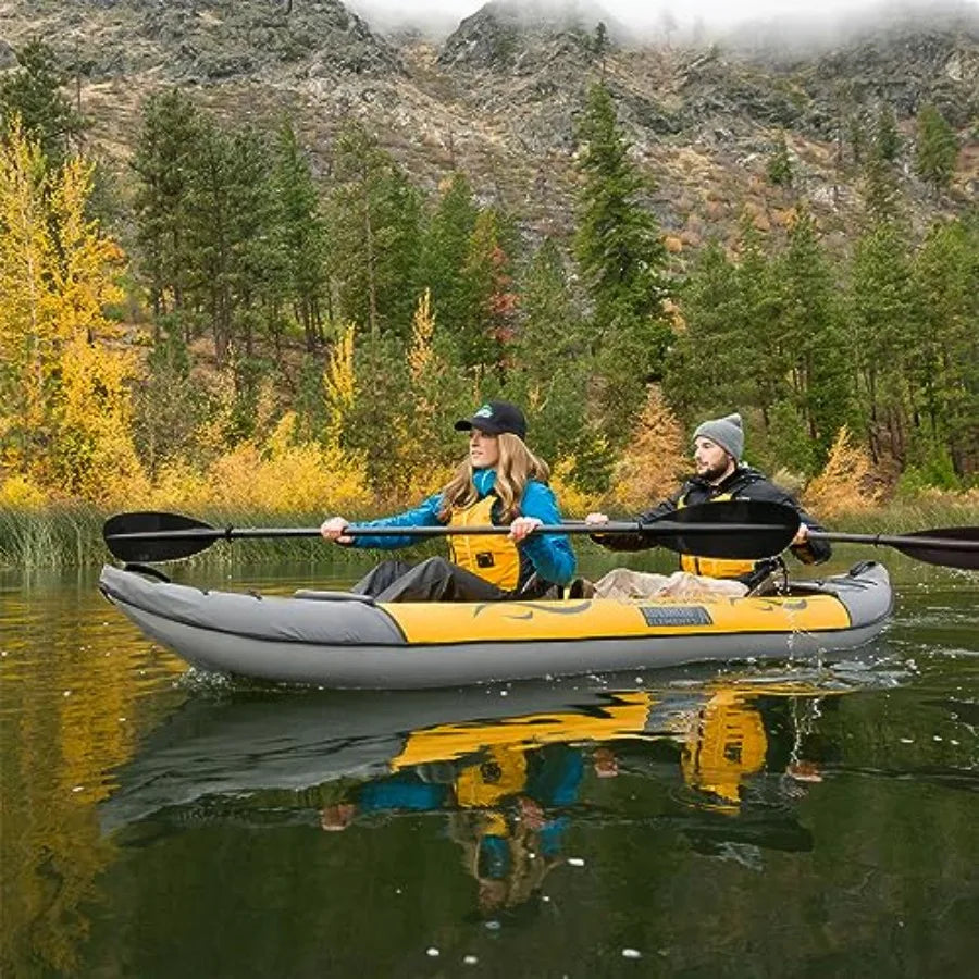 Island Voyage 2 Inflatable Kayak Recreational Convertible 11 Ft Yellow 1 or 2