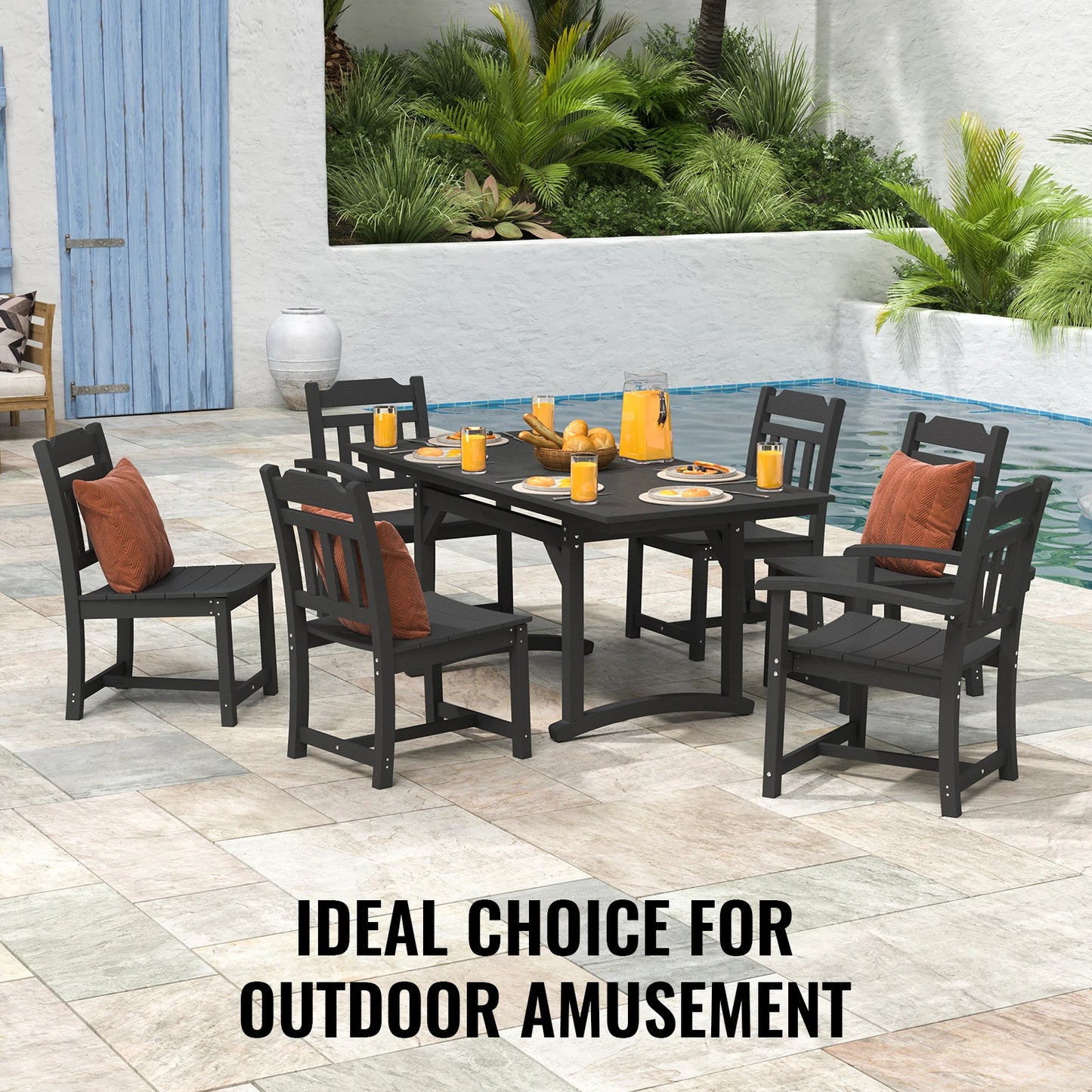 SucceBuy 7 Piece Patio Dining Set Outdoor Rectangle Table And Chairs All Weather