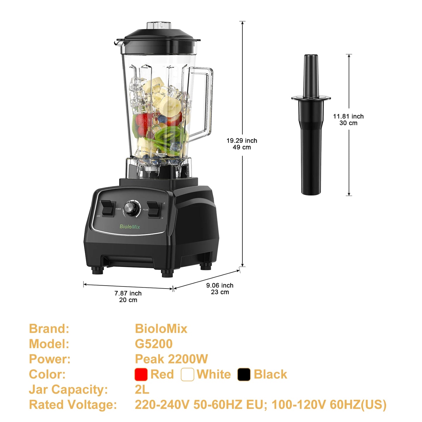 BPA Free 2200W Heavy Duty Commercial Grade Blender Mixer Juicer High Power Food Processor Ice Smoothie Bar Fruit Blender