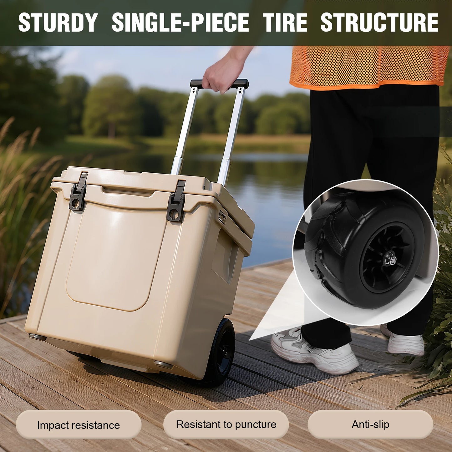 5L Insulated Hard Cooler With Wheels Rotomolded Leak Proof Latches For Beach