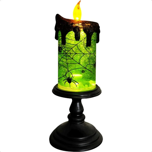 Halloween Globe Candles Battery Operated Spooky Spinning