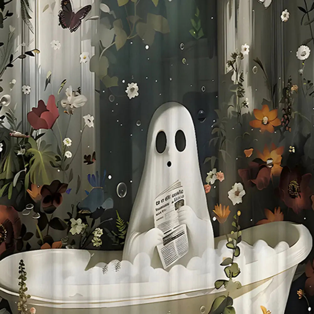 Cute Cartoon Ghost Shower Curtain Halloween Polyester