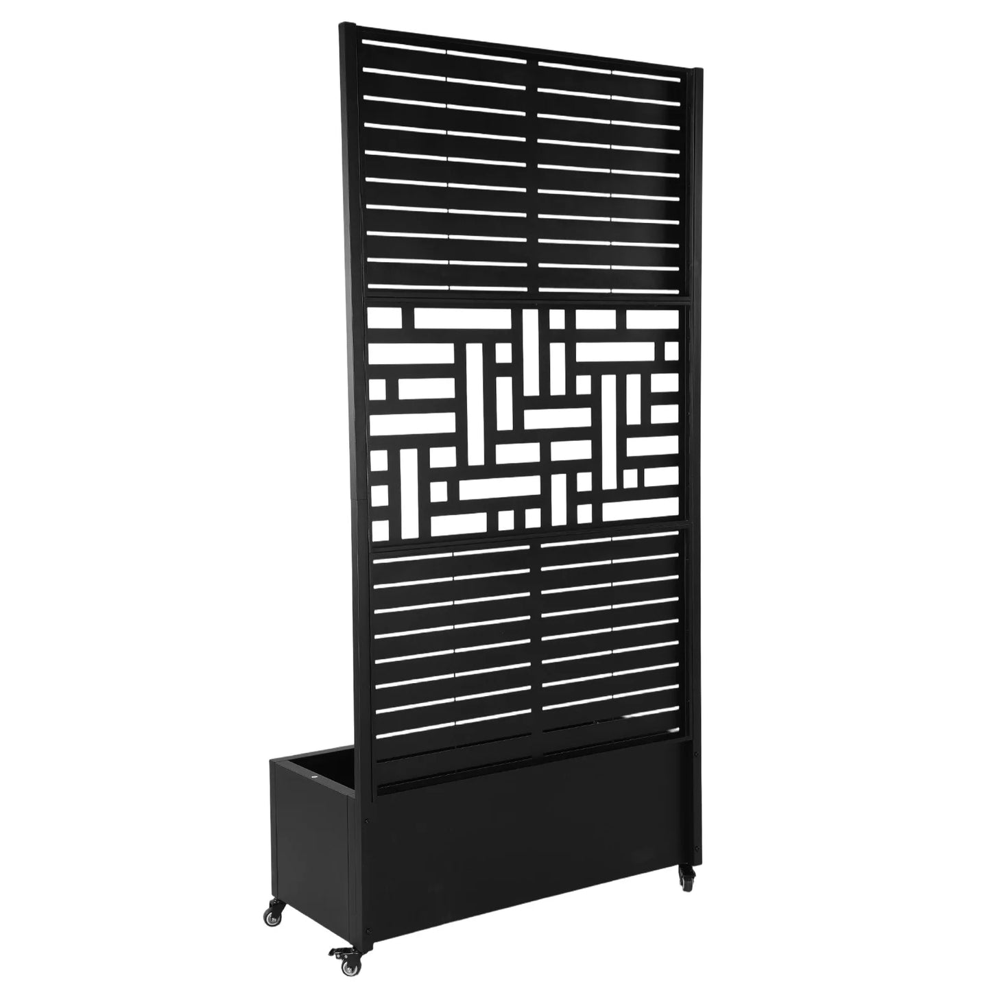 Metal Planter Box With Trellis And Wheels For Climbing Vines Outdoor Garden