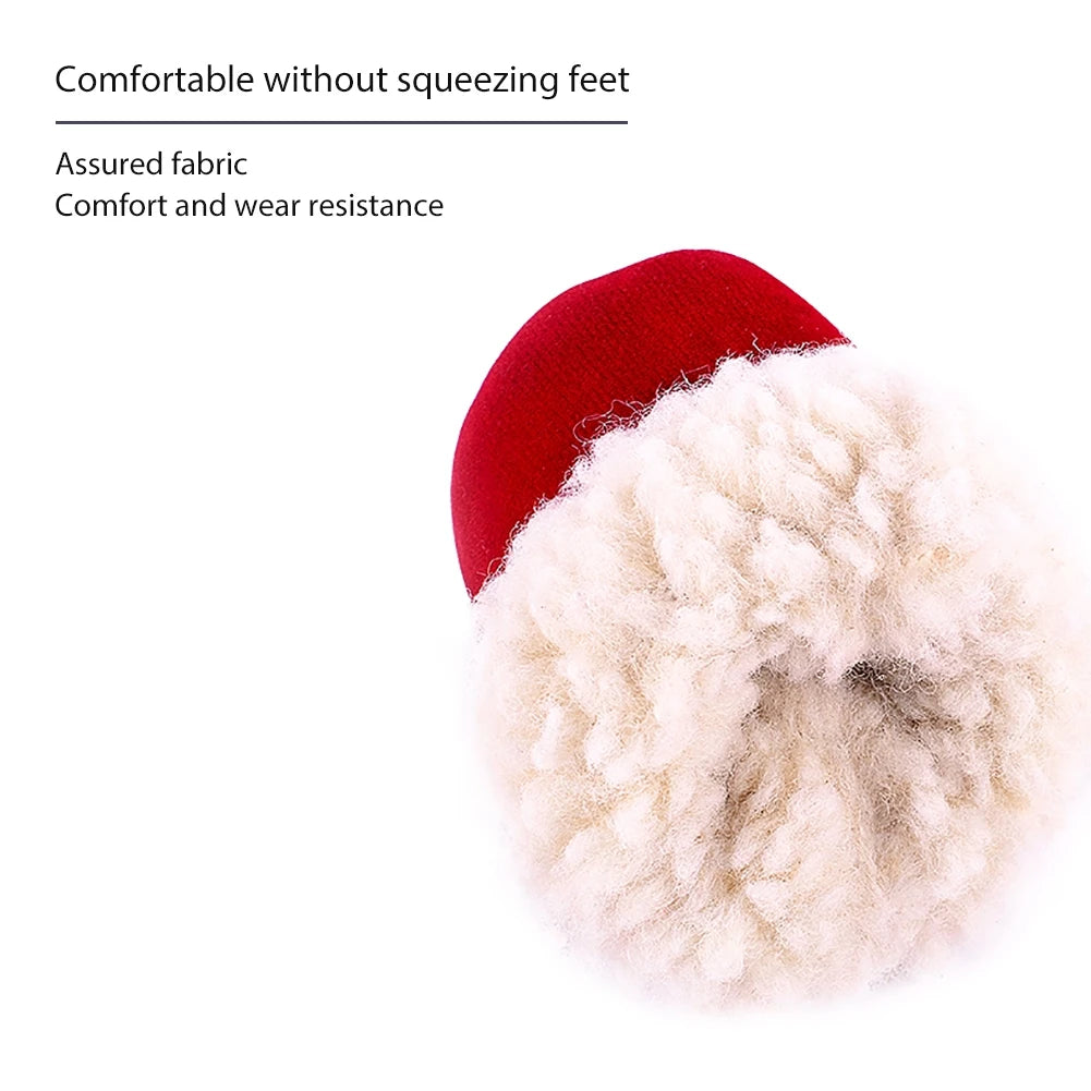 4 Pcs Pet Dog Snow Boots Warm Plush Shoes Small Medium Dogs Cats Non Slip Soles