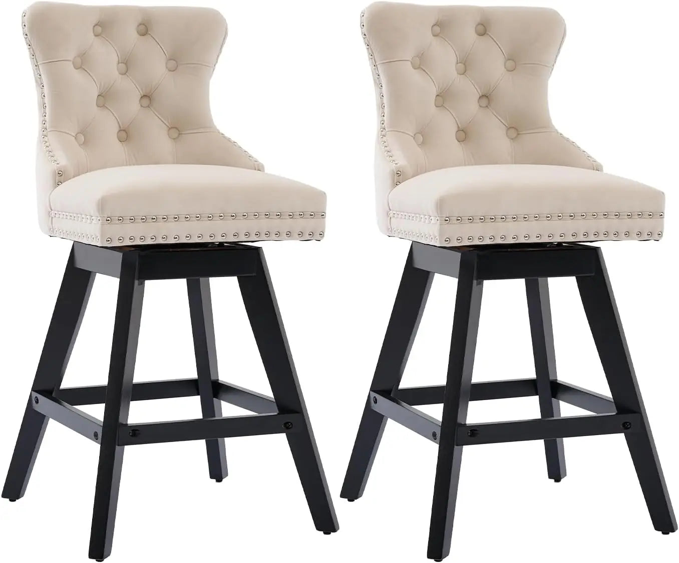 Modern Velvet Counter Height Bar Stools Set Of 2 With Back