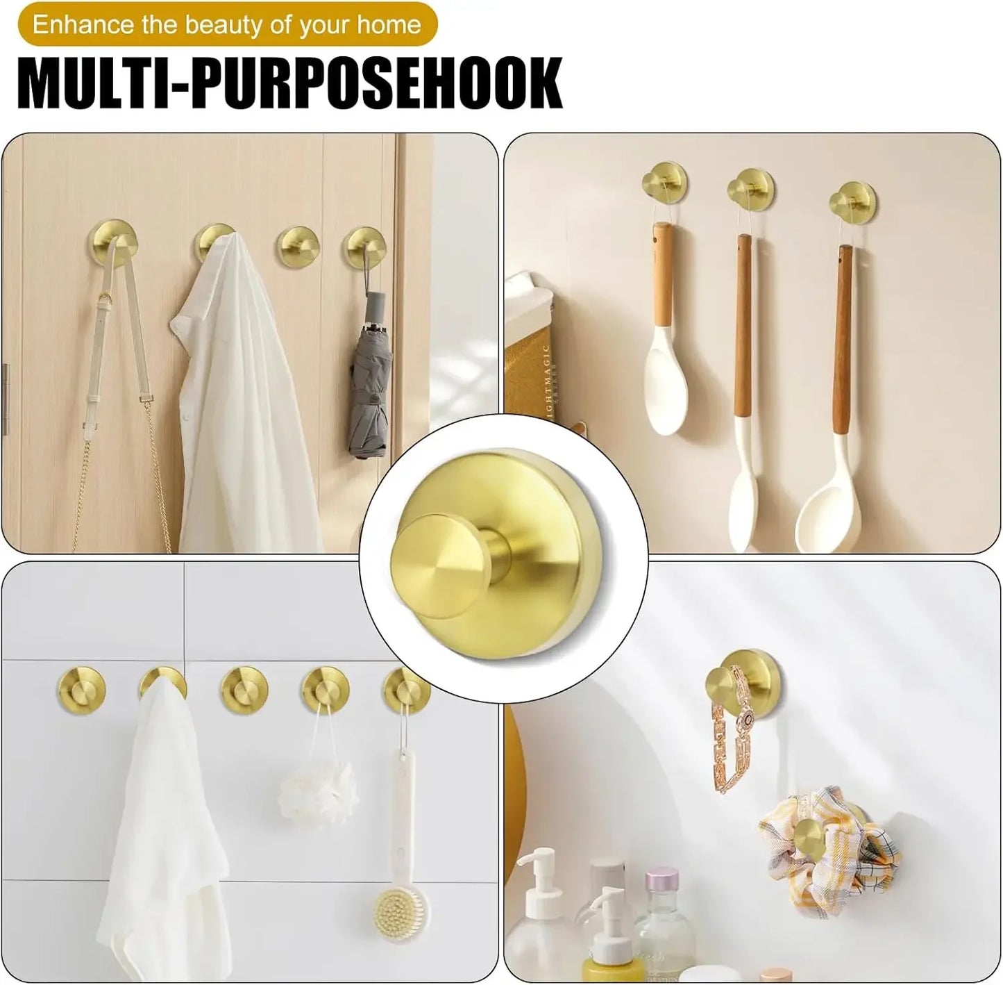 Strong Suction Cup Hooks No Drill Shower Bathroom Holder