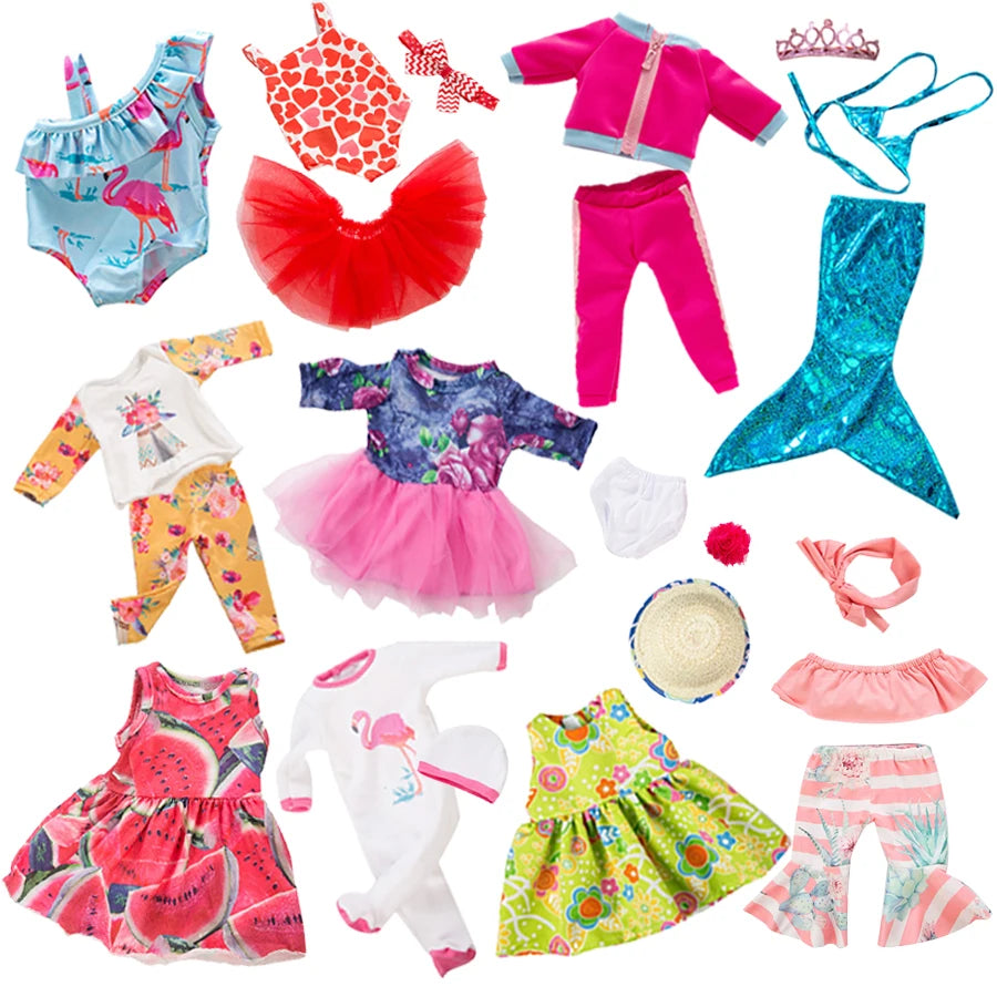 Doll Clothes Mermaid Tail Set Dress Shoes for 18 Inch Dolls