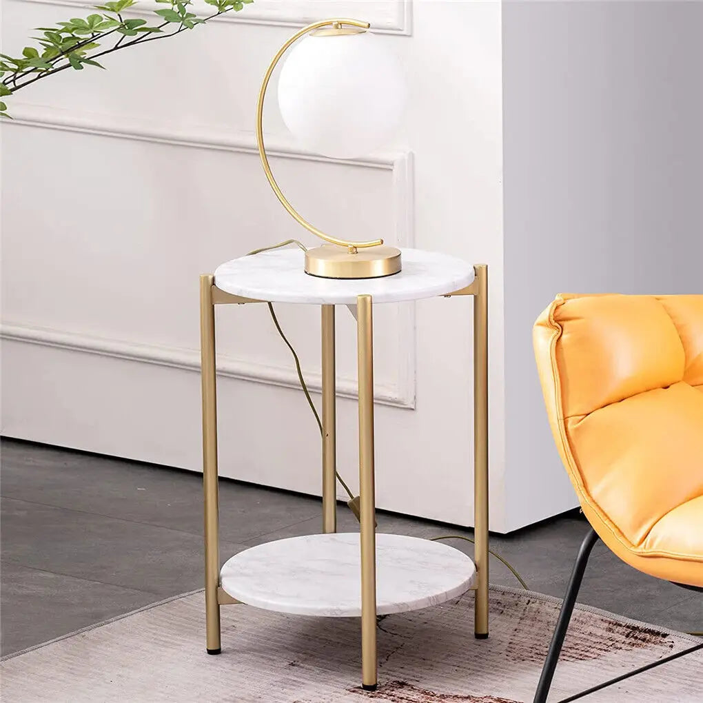 Two Tier Round Coffee End Tables Sofa Side Table Plant Stand