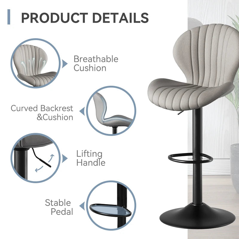 2 Pack Bar Chairs 360 Rotating Leather Backrest Dining Room