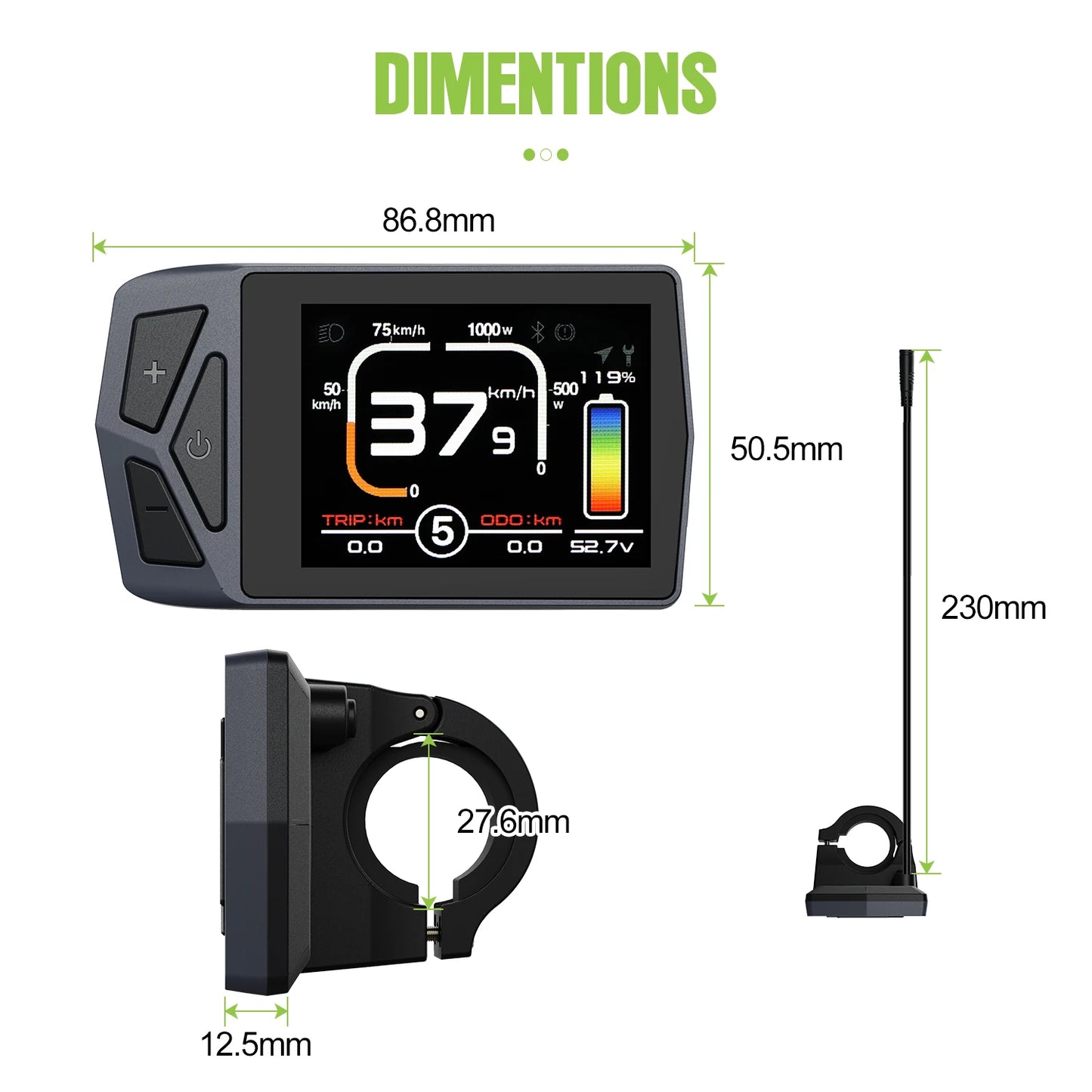 EKD01 Bluetooth Navigation Display 8 Languages For Ebike