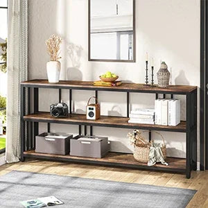 Tribesigns Long Console Sofa Table 70.89 Inch 3 Tier Rustic