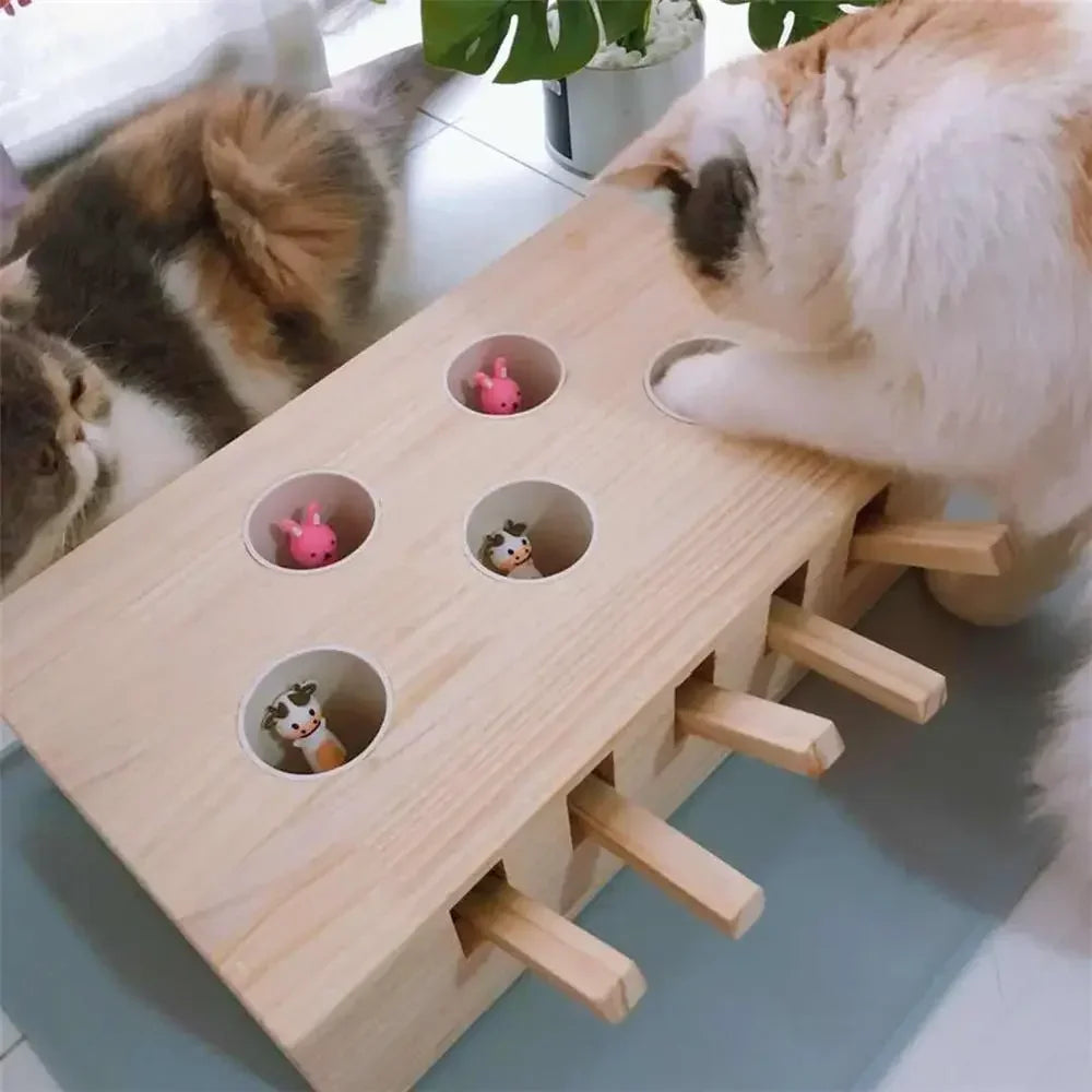 Cat Hunt Toy Chase Mouse Wood Maze For Cats Catnip Fun