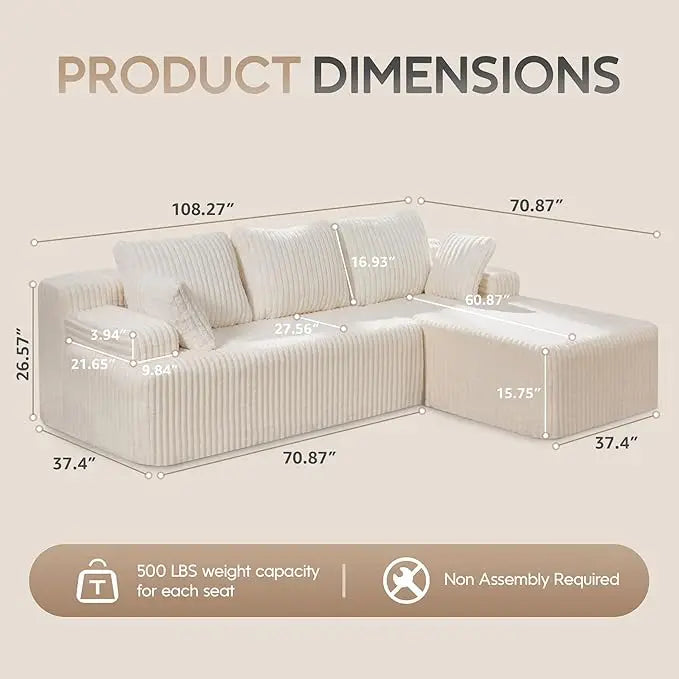Modular Sectional Sofa L Shaped Memory Foam Living Room