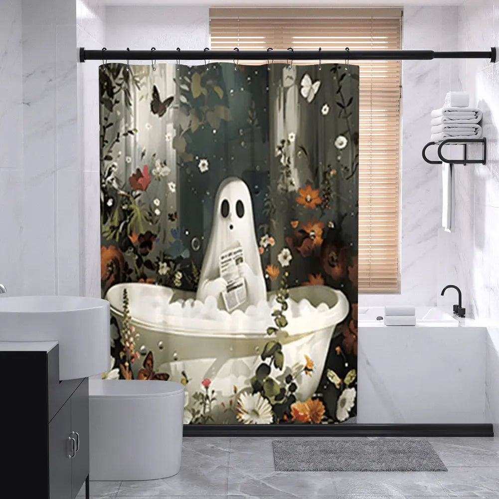 Cute Cartoon Ghost Shower Curtain Halloween Polyester