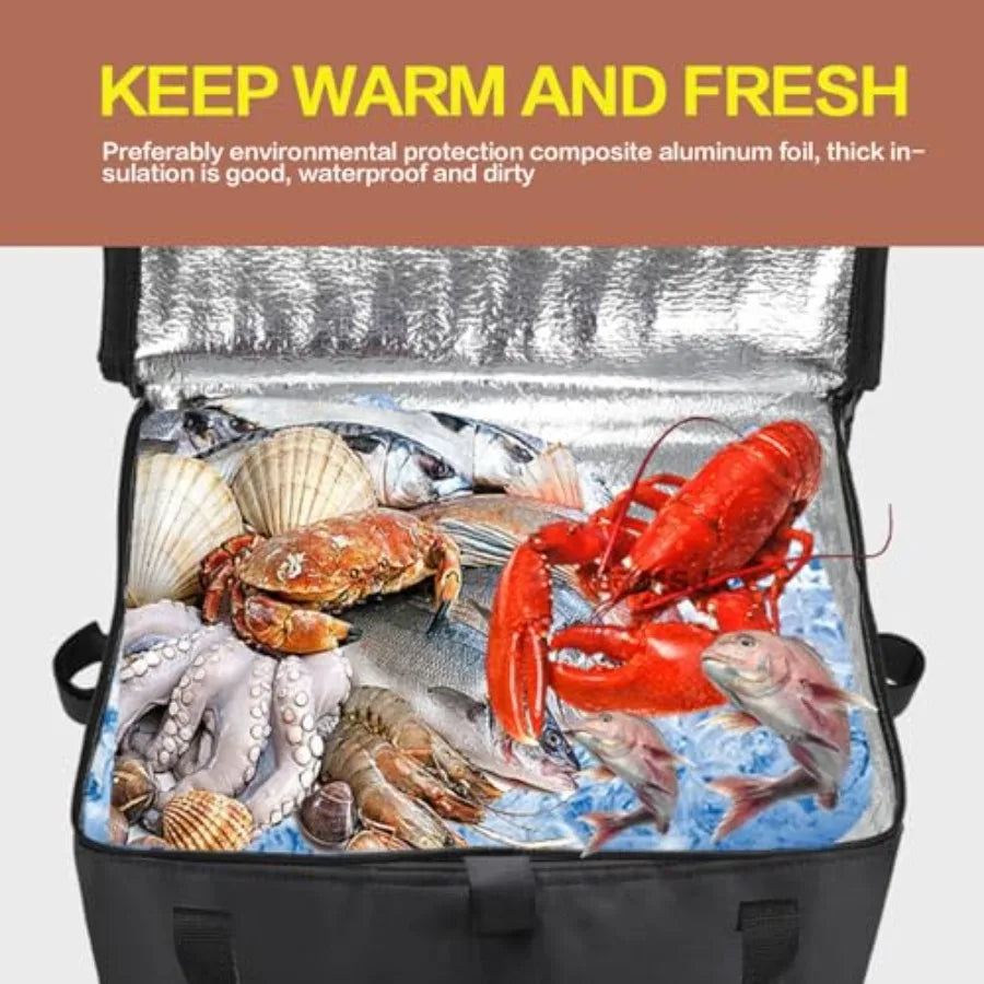 Large Wheeled Insulated Cooler Bag With Hard Frame Leakproof For Camping Picnics