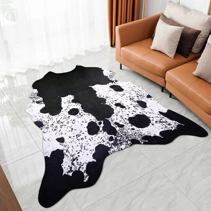 American Style Animal Print Faux Fur Cowhide Rug for Bedroom Living Room Carpet Home Decoration Floor Mats