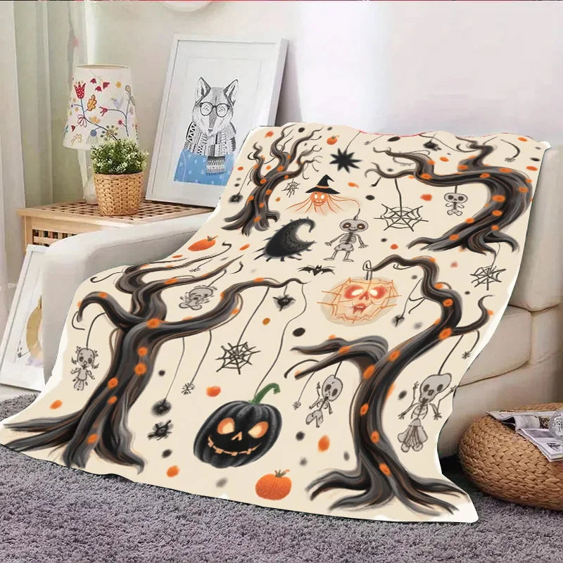 Halloween Baby Blanket Spooky Pumpkin Skeletons And Bats