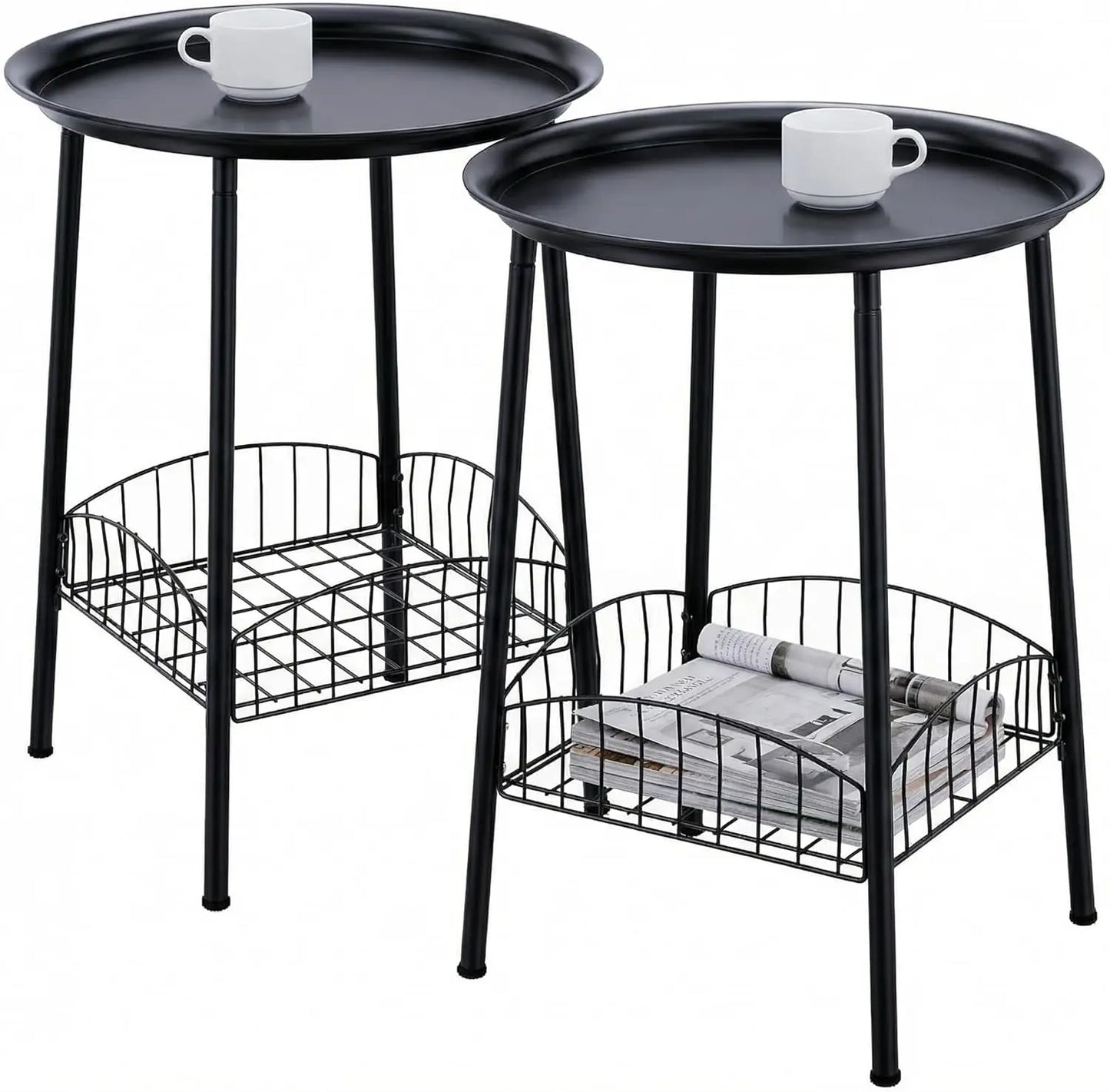 Outdoor Bamboo 2 Tier Side Table Weather Resistant Patio End Table