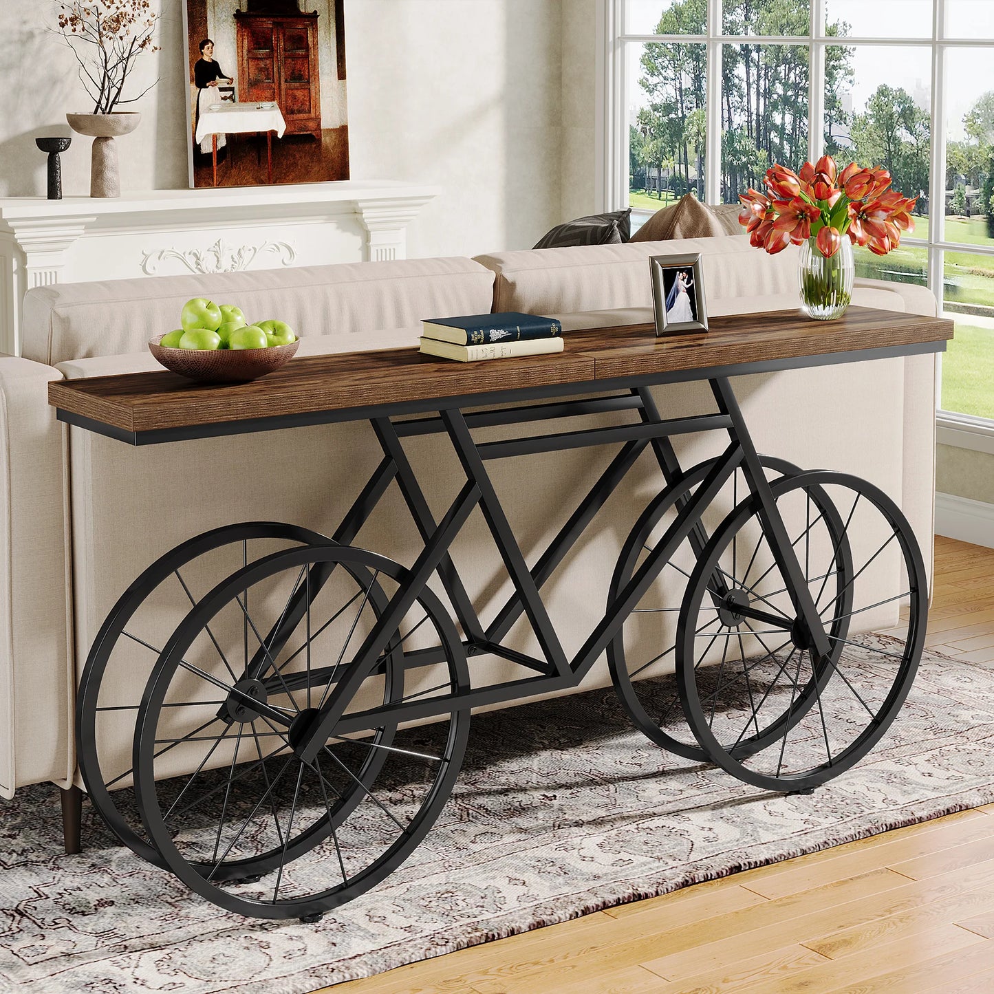 Tribesigns 70.9 Inch Extra Long Console Table Narrow Sofa With Bicycle Base