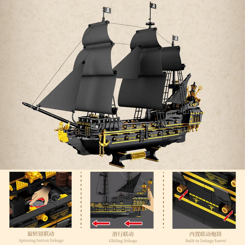 2076 Pieces Pirate Ship Building Blocks Set For Kids And Adults Sailboat Model