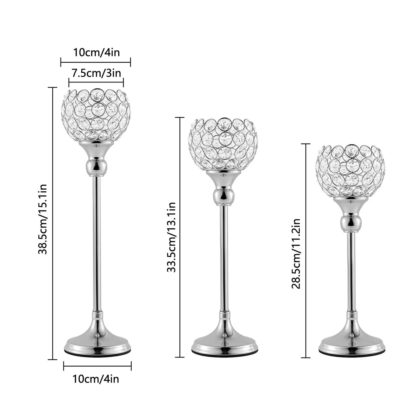 Gold And Silver Crystal Candlesticks 5 Piece Wedding Decor