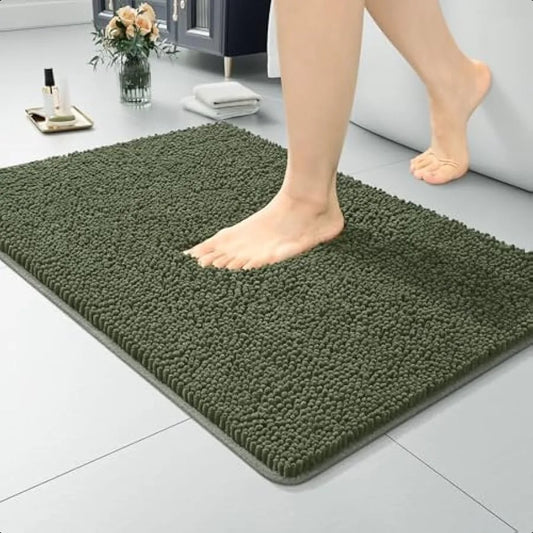 Luxury Bathroom Rug Shaggy Bath Mat 20 x 30 Inch Washable Non Slip Bath Rugs Soft Plush Chenille Absorbent Geometric Design