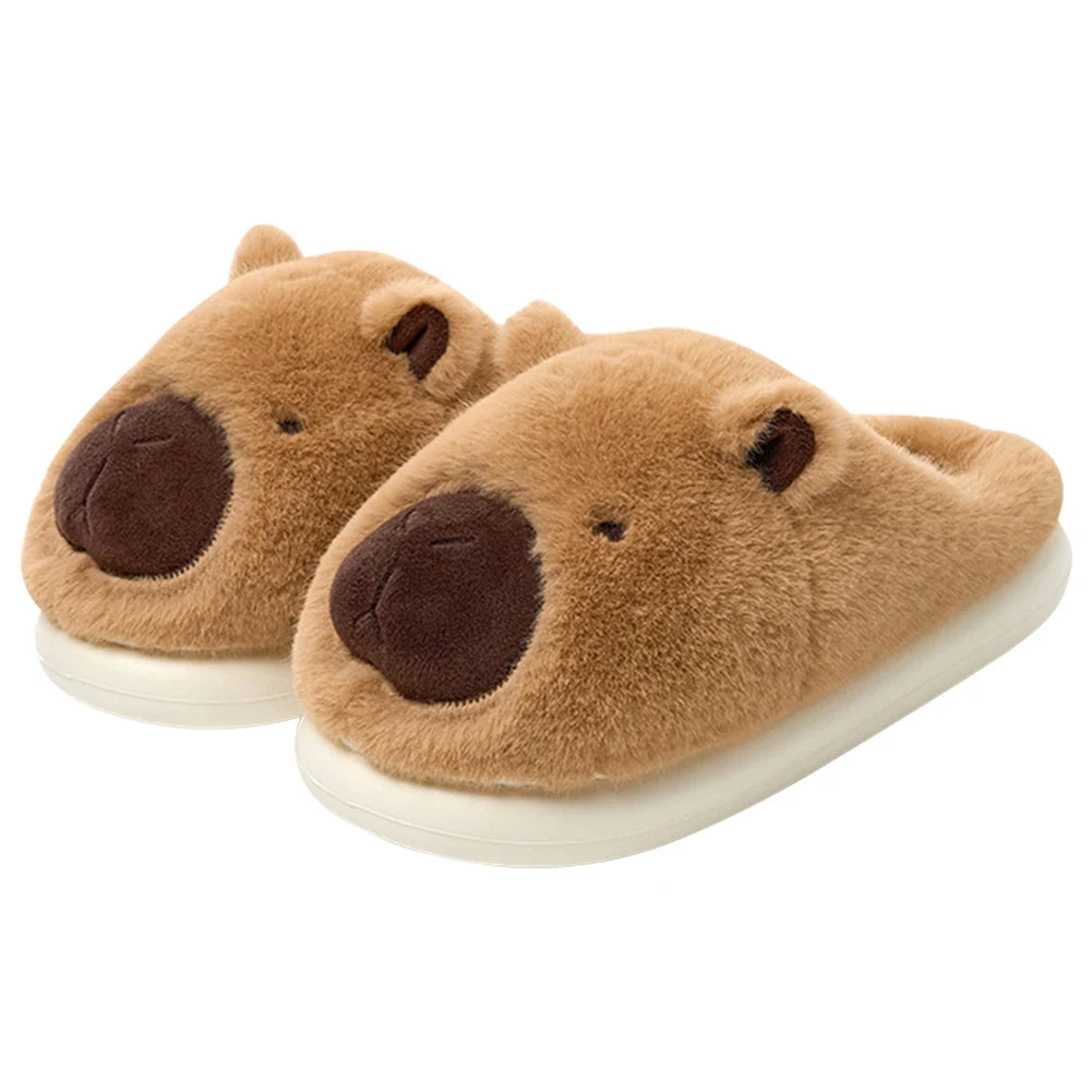 Plush Capybara Slippers Closed Toe Thermal Home Slippers For Men Women Non Slip