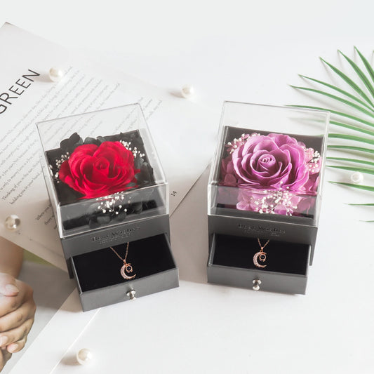 Eternal Soap Rose Jewelry Box With Necklace Set Gift Box