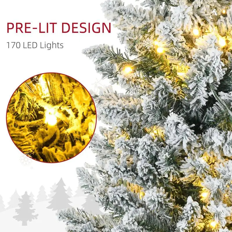 HOMCOM 6 Ft Tall Pre Lit Slim Noble Fir Christmas Tree LED
