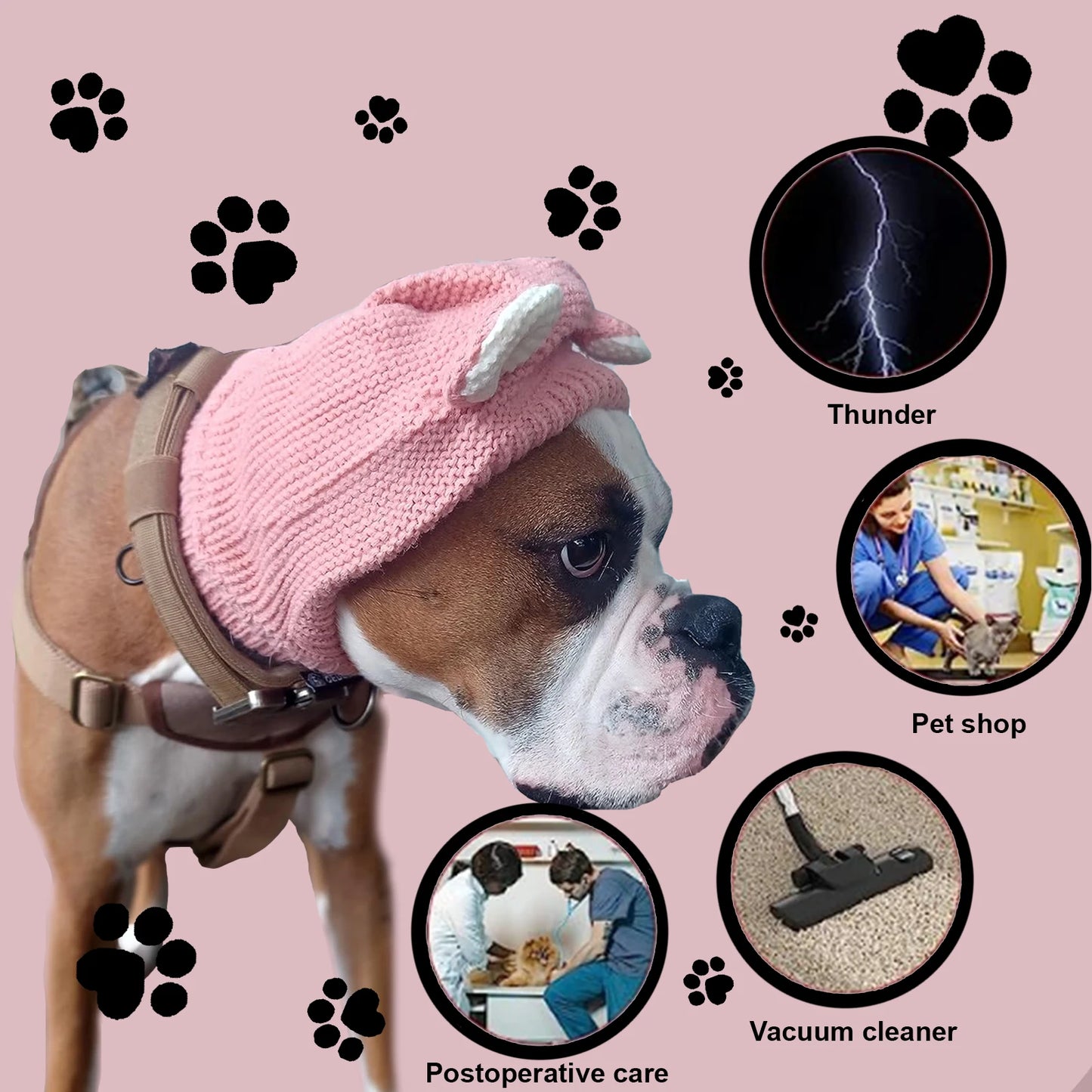 Knitted Pet Ear Muffs Noise Protection Winter Warmer For Medium Large Dogs Cats