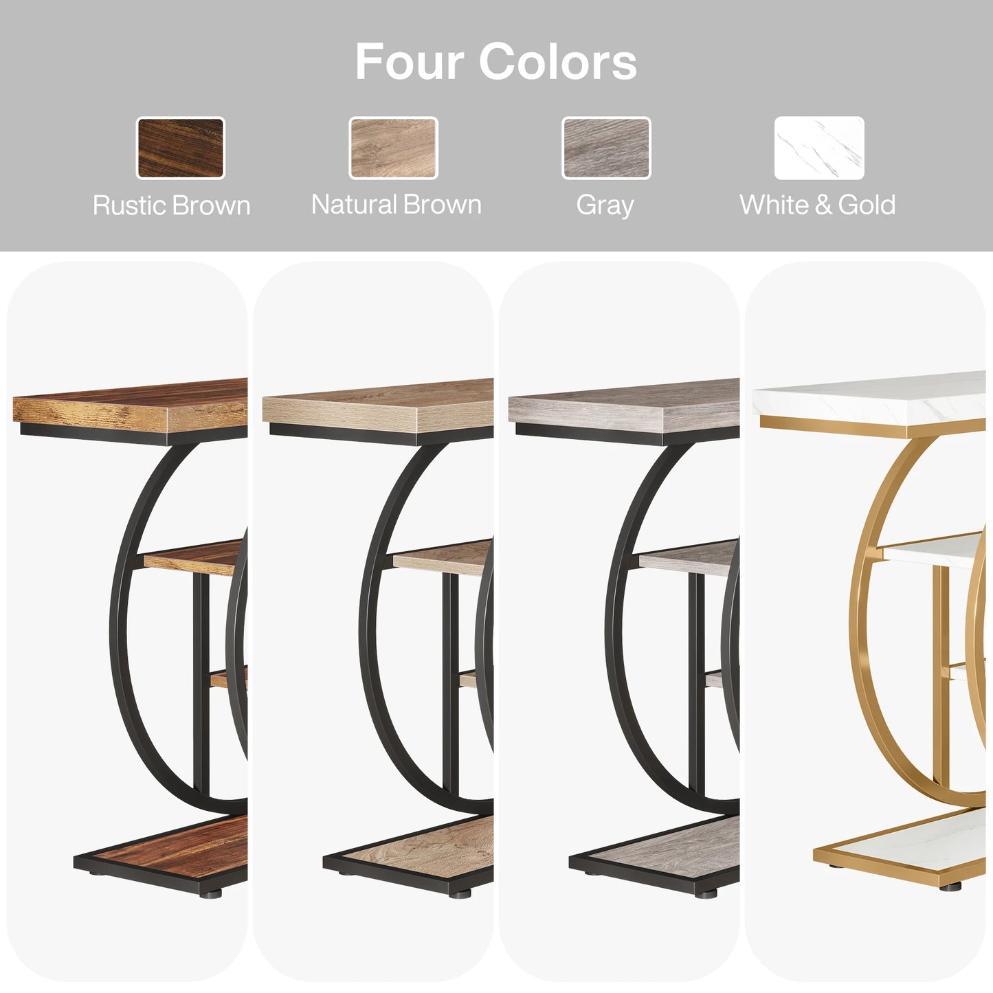 Tribesigns 41.3 Inch Industrial Sofa Table 4 Tier Entryway