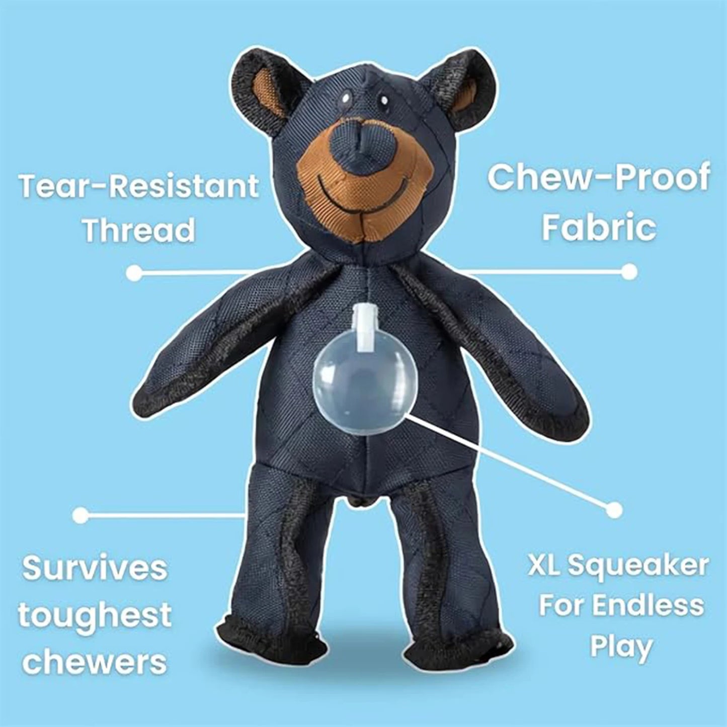 Squeaky Plush Bear Dog Toy Unbreakable Teddy Chew Toy
