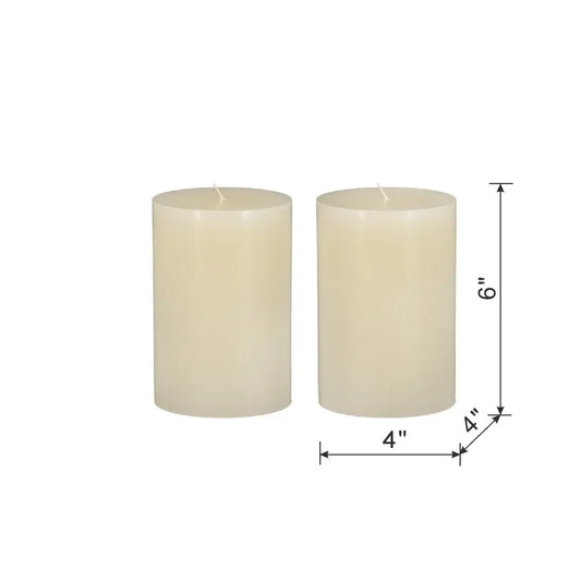 Ivory Soy Wax Pillar Candles 2 Pack Odorless For Weddings