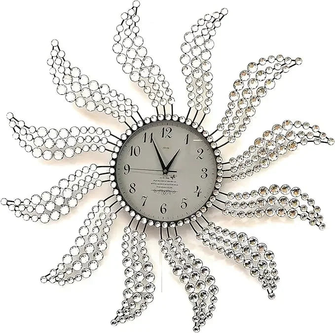 Large Gold Wall Clock with Dazzling Crystals Battery Operated Modern Elegance Ideal for Living Room and Bedroom