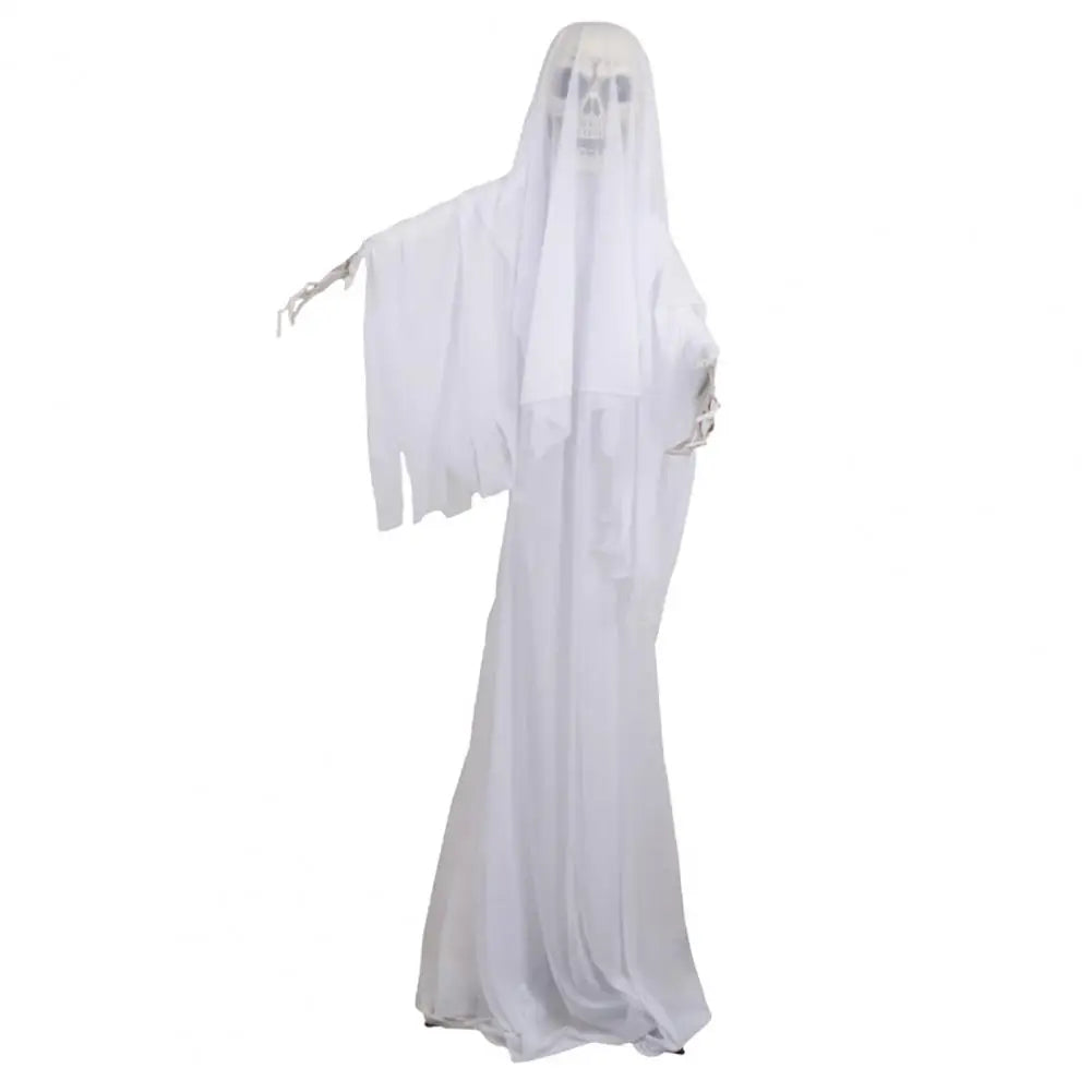 Life Size Animatronic Bride Decoration Halloween Ghost Bride Ornament with Sound Battery Operated Skeleton for Haunted House
