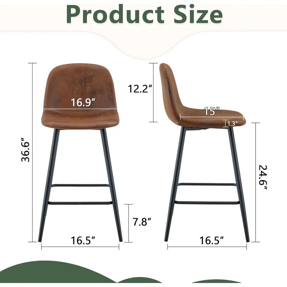 6 Piece Modern Bar Stool Set Upholstered Fabric with Metal Legs Backrest